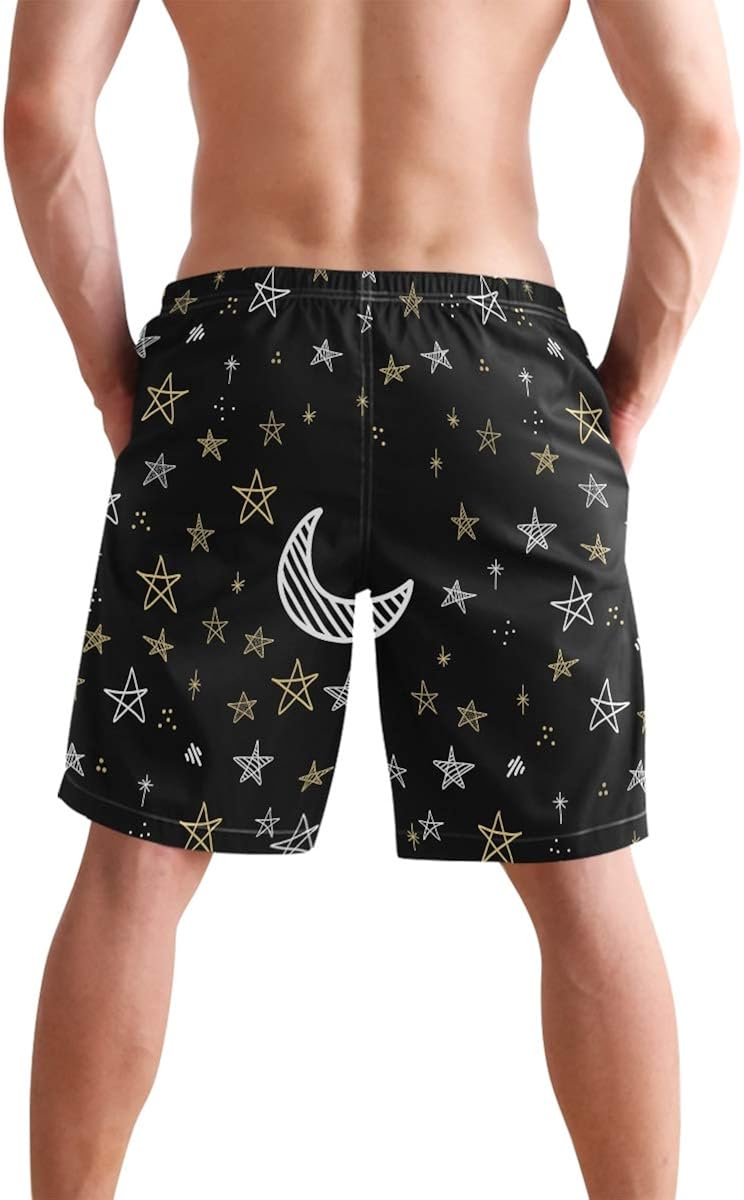 black bathing suit with white stars