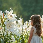3 Pack Giant Pretty Lady Tree Lily Flower Bulbs - Pure White Blooms and Impressive Size &amp; Grace. Amazingly Tall Lily Tree-Plants for Home and Garden -Attracts Butterflies, Bees &amp; Hummingbirds