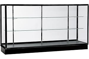 HUZJIEHUI 70”D * 20”W * 38”H - Retail Full Vision Showcase - Glass Display Cabinet with Black Aluminum Frame and led Lights