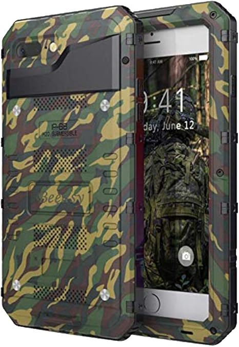 Beeasy Funda Sumergible iPhone 7 Plus/ 8 Plus, [Antigolpes] Carcasa Impermeable Resistente Reforzada Acuática Waterproof Metálica Grado Militar Antipolvos Case para iPhone 7plus 8plus,Camuflaje: Amazon.es: Electrónica