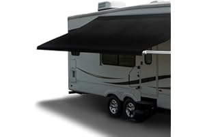 RecPro RV Awning Fabric Replacement | Universal Fit | 8-22ft Sizes | Heat Sealed Vinyl (18' - Actual Width 17' 1", Solid Black)