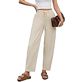EZAPINE Barrel Pants for Women High Waisted Corduroy Drawstring Elastic Waist Loose Casual Wide Leg Trousers Pants
