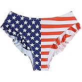 ZAFUL Women Mid Waist Bikini Bottoms Ruffles Full Coverage Swimsuit Bottom Swim Briefs Bathing Suit Bottoms