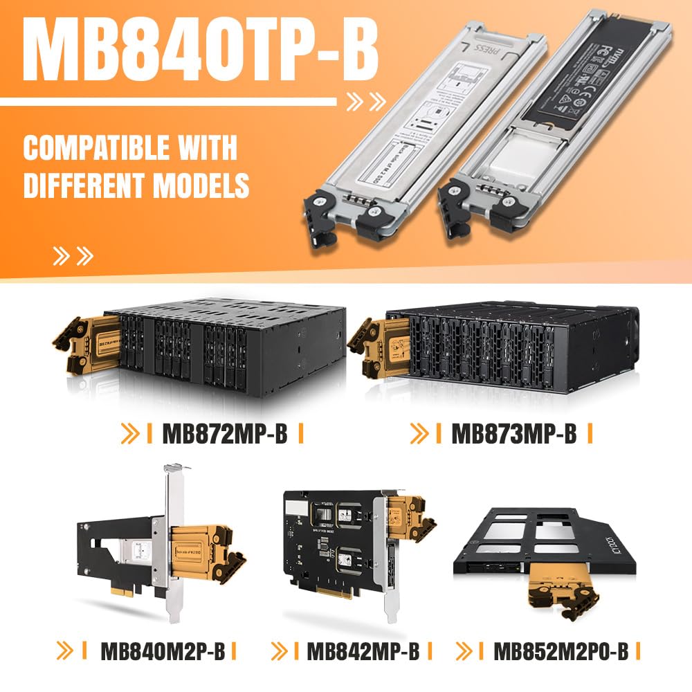 ICY DOCK Dual Bay 2X M.2 NVMe SSD to PCIe 4.0 x8 Removable Adapter Card for PCI Express Slot (PCIe Bifurcation Required) | ExpressSlot MB842MP-B