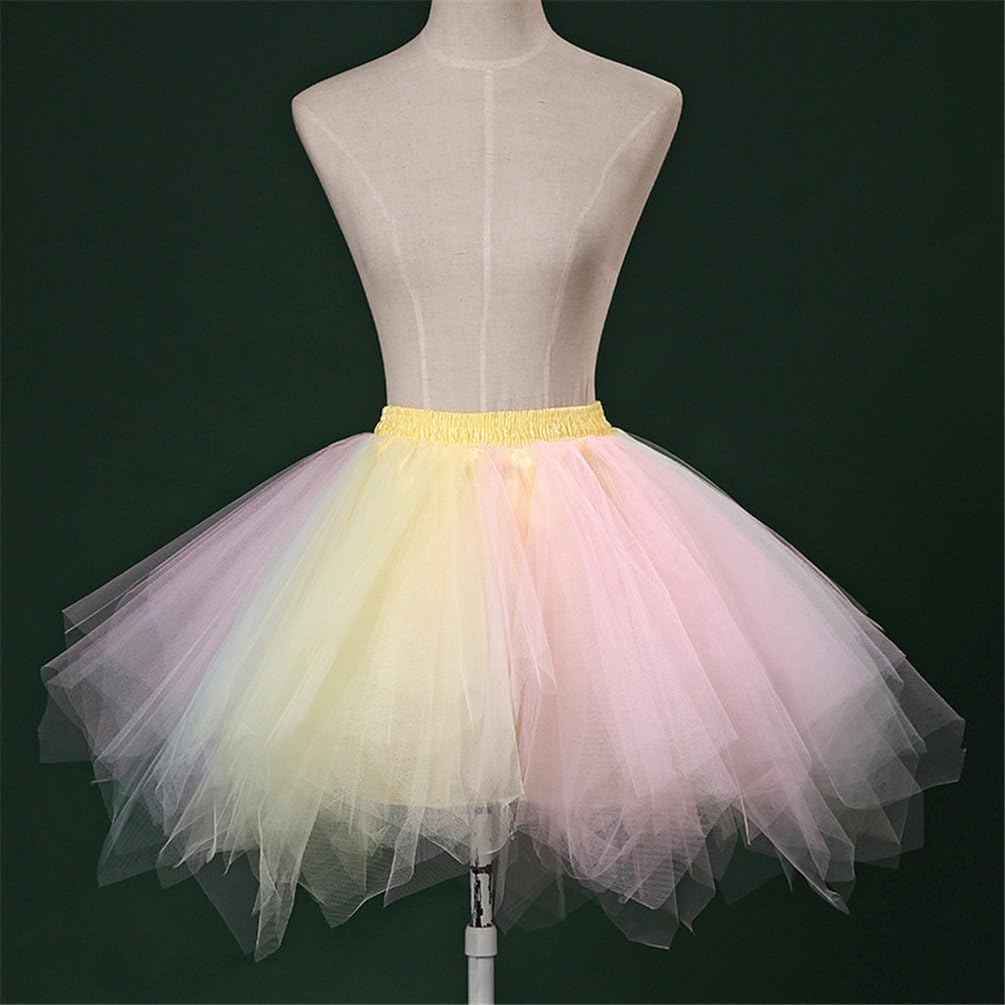 Womens Rainbow Tutu Skirt Layered Tulle Skirt Adult Halloween Costumes: Clothing
