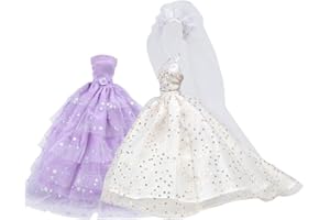 E-TING 2 pcs Beautiful Bride Clothing Party Ball Dresses for Girl Dolls