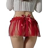 BIGFOX Women Skirted Thong Sexy Underwear Panty Mesh Tulle Mini Dress G-string Lace Low Waist Lingerie Sheer Ruffle Panties