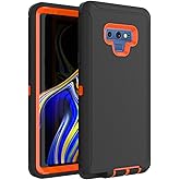 WOGROO Case for Galaxy Note 9, Heavy-Duty Tough Rugged Shockproof Drop Protective Cover Cases for Samsung Galaxy Note 9, Black+Orange