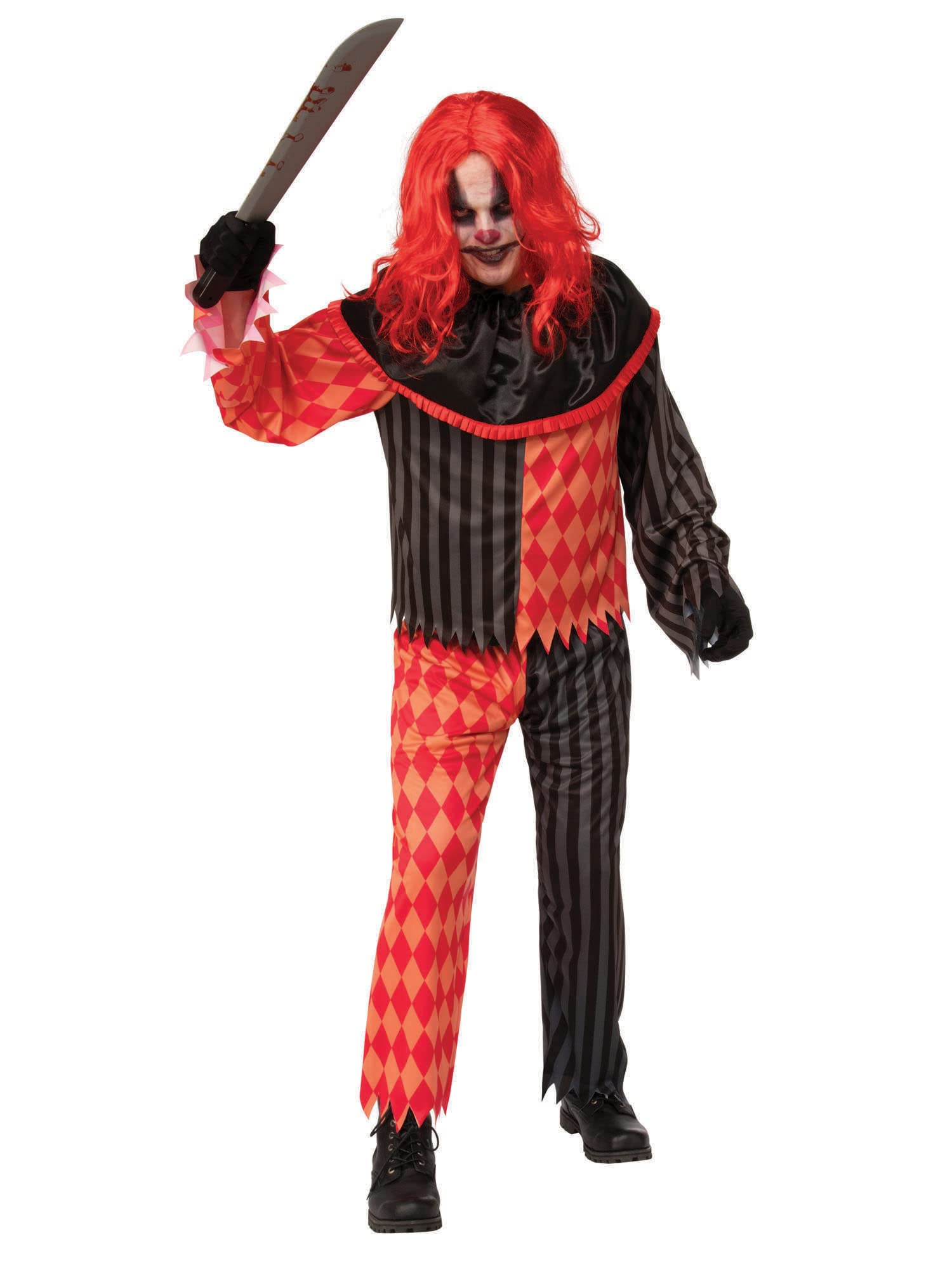 Bristol Novelty AF115STD Quarter Sawn Clown Standard Adult Costume, Men, Red, Black Halloween