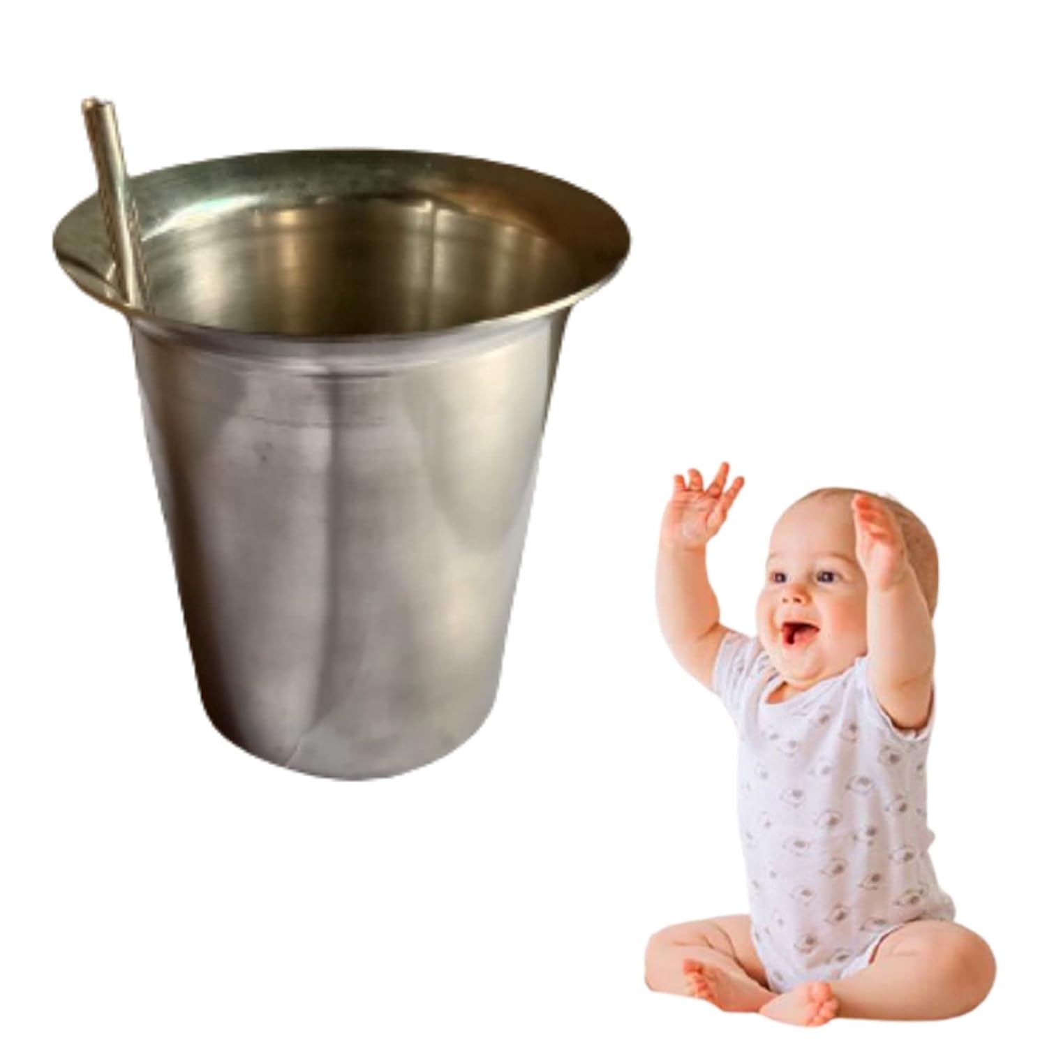 Easy to Wash Stainless Steel Baby Sipper Tumbler with Cup Straw Glass for Kids for Milk Amazon