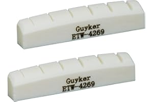 Guyker 42mm Guitar Bone Nut - White Pre-Slotted Bone Nuts for 6 String LP Les Paul Style Electric Guitar Replacement Parts Accessories 42mm*6mm*9mm (2 Pieces), ETW-4269