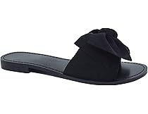 black flat sandals with bow