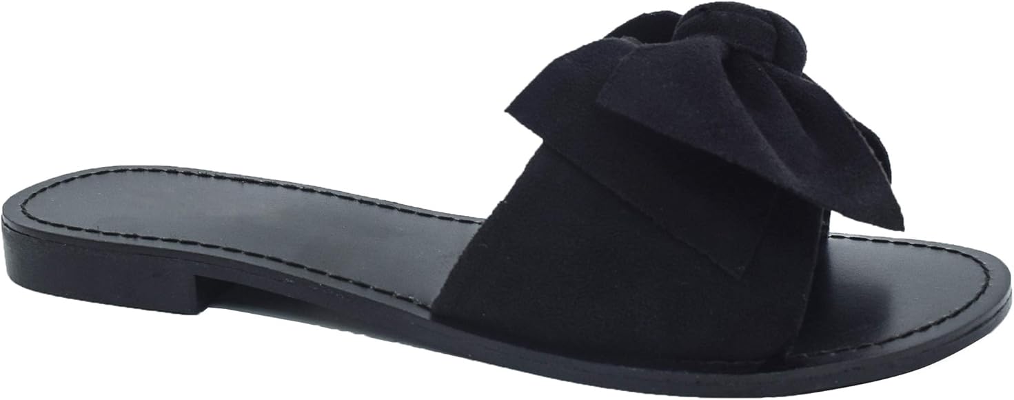 black tie flat sandals