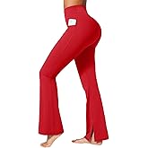 BRXL 30" Flare Leggings for Women No Front Seam High Waist Tummy Control Mini Flared Workout Yoga Pants Pockets