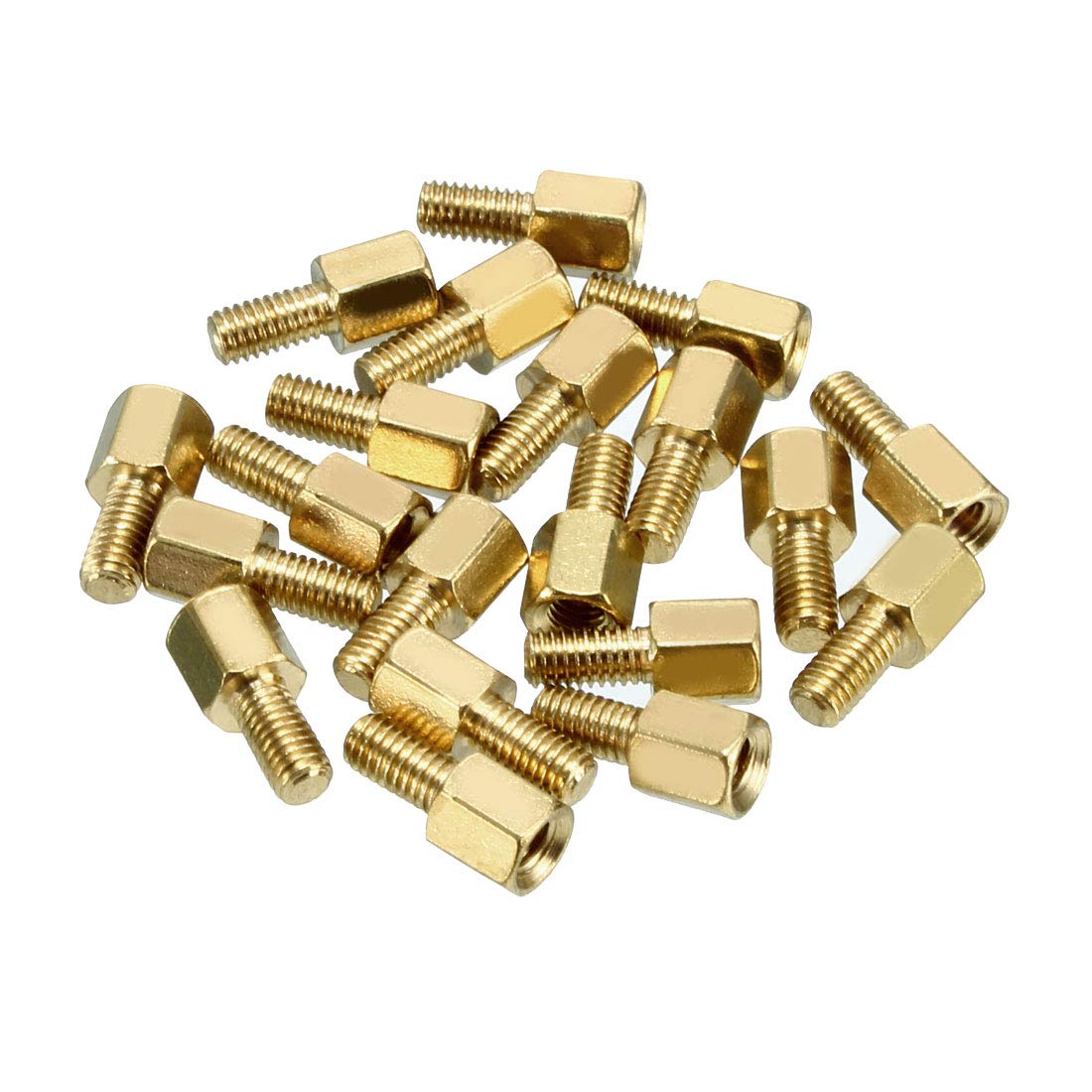 uxcell® 50pcs M3 4+6mm Female Male Thread Brass Hex Standoff Spacer
