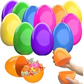 CALEST 12 Pcs Jumbo Easter Eggs, 6 Inch Fillable Plastic Easter Eggs Bright Color for Easter Hunt Party Supplies, Large Colorful Easter Eggs Toy, Basket Stuffers, Toys Filling Treats