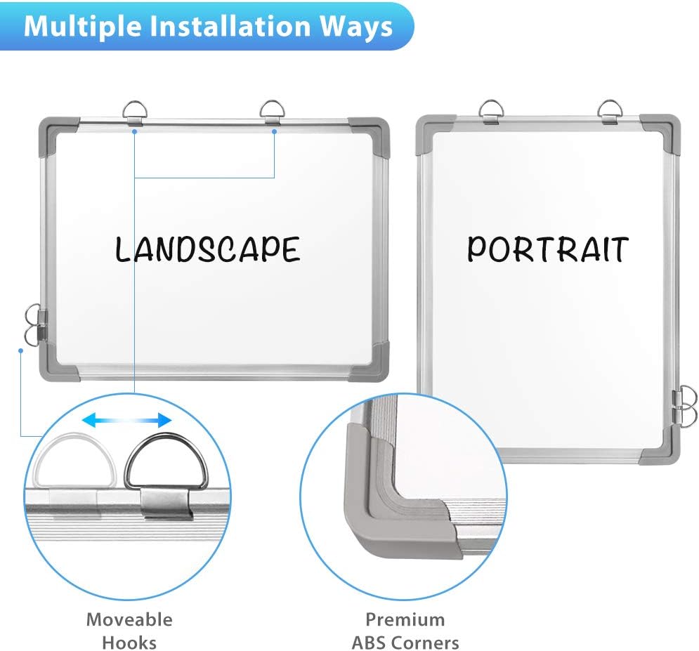 Small Dry Erase White Board, ARCOBIS 12" x 16" Magnetic Hanging Double-Sided Whiteboard for Wall, Portable Mini Easel Board for Kids Drawing, Kitchen Grocery List, Cubicle Planning Memo Board : Office Products