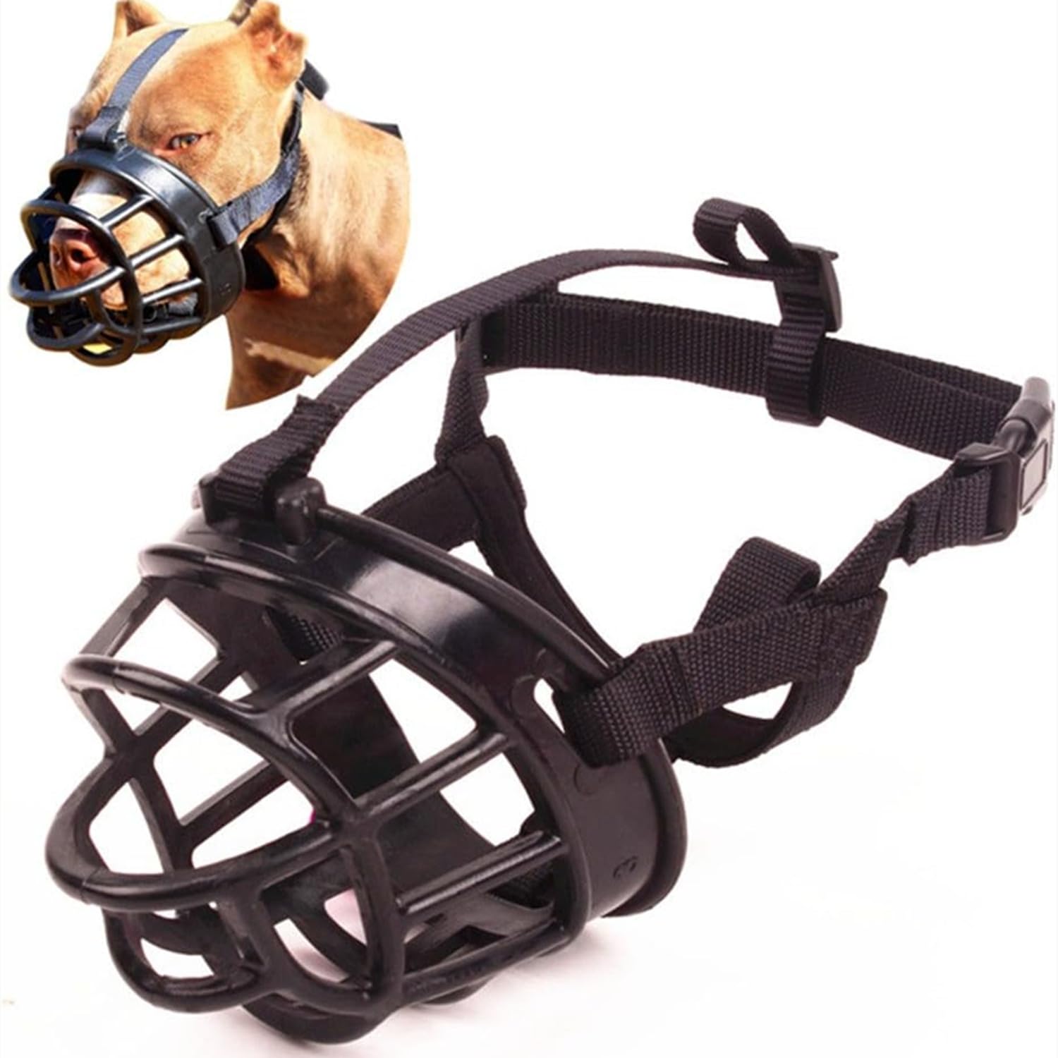 LATRAT Dog Muzzle Prevents Bites Breathable Training Snout for Small, Medium and Large Dogs (Size 5)