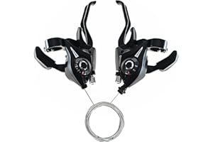 Relwears Bicycle Brake Levers Shifter, 3x7 21 Speed Mountain Bike shifters Set with Gear Indicator,Cable Thumb Derailleur Lever Transmission for Moutain Bike, Road Bike, MTB