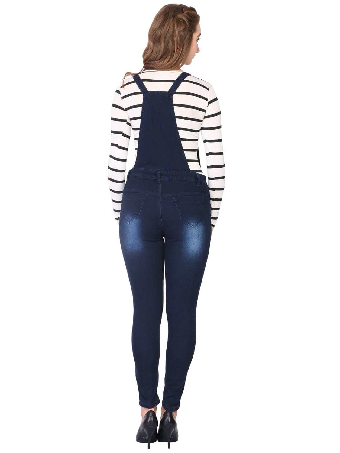 sfine denim solid casual dungaree for women