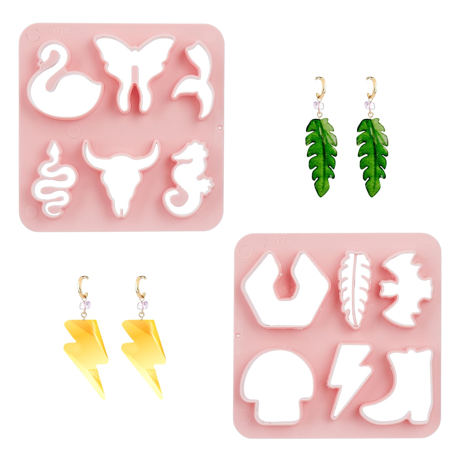 NICENEEDED Animal Theme Polymer Clay Earring Making Kit, 12 Shapes, Snake, Butterfly, Mushroom, DIY Craft