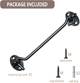 TOPYWMSP Hook and Eye Latch 8 Inch Black Stainless Steel Cabin Door Gate Window view 3