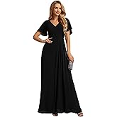 Ever-Pretty Women's Formal Dresses Flutter Short Sleeve Floor Length Dress 2024 High Waist Evening Dresses 0050