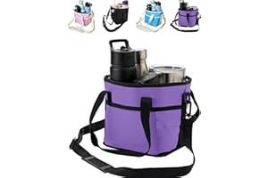 Family Size 4 Compartment Insulated Drink Carrier Bag Reusable 4 Cup Tumbler Caddy with Adjustable Strap Divider Multi Water 