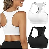 Buauty 2 Packs Sports Bras for Women,Medium Support Sports Bra Push Up Racerback, Yoga Gym Athletic Bras, Compression Bra with Built Workout Bras, Black+White L
