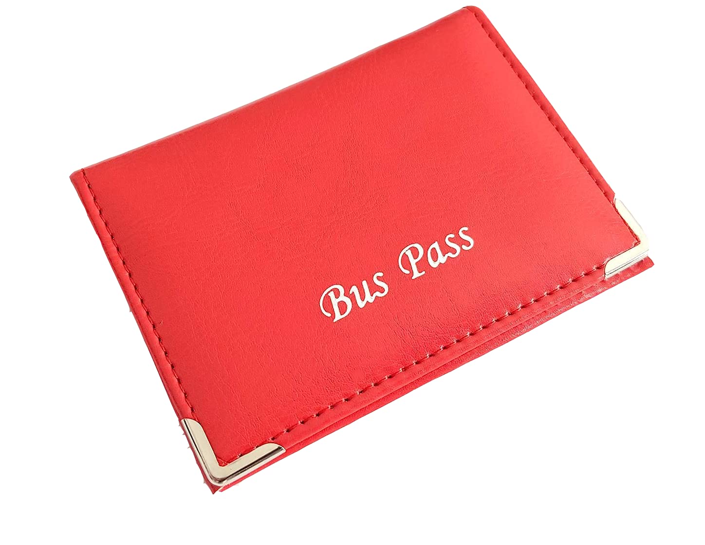 Lorenz Leather Effect Grained PU Bus Pass Cover Holder with Zip up Coin Pocket - Red