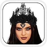 GORTIN Halloween Gothic Headpiece Black Floral Crown Headband Cosplay Costume Headwear Masquerade Hair Accessories for Women
