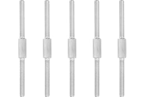 PATIKIL M6x100mm Double End Threaded Stud Screw, 5pcs 304 Stainless Steel Hex Bolt Left and Right Hand Threaded Rod Bar Adapt
