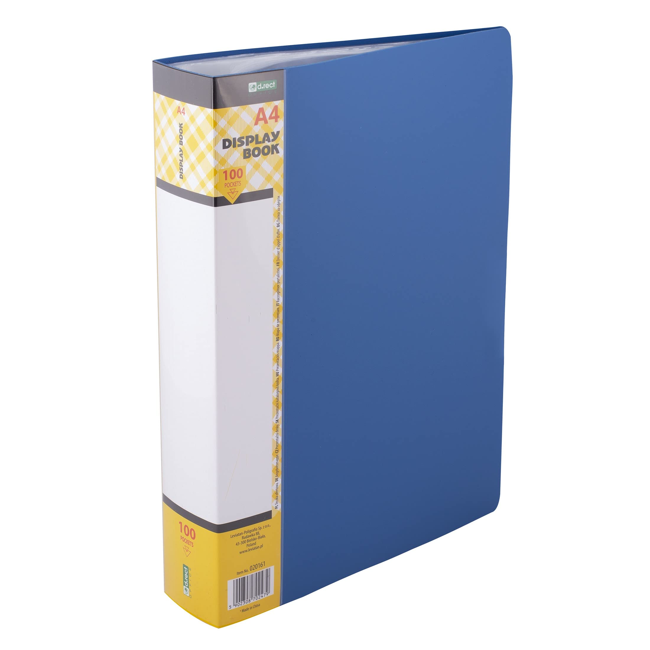 D.RECT Display Book PP A4, 100 Sleeves, Display Folder, Solid, Presentation Folder, Offer Folders, Blue