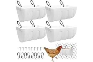 Miveryea Hanging Chicken Feeder, Fence Feeder Trough with Clips for Sheep Deer Poultry Duck Livestock Feeding Container Goats Supplies Feeders Waterer Bucket 4 Pack