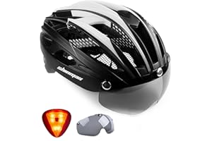 Shinmax Bike Helmet, CPSC/CPC Bike Helmet for Adult Men Women with Magnetic Goggles&Led Back Light Cycling Helmet Adjustable SM-T69
