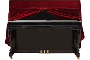 Keenso Piano Cover​, 5Colors Fashionable Pleuche Upright Full Piano Dust Cover Instruments Accessory Decoration (Red)