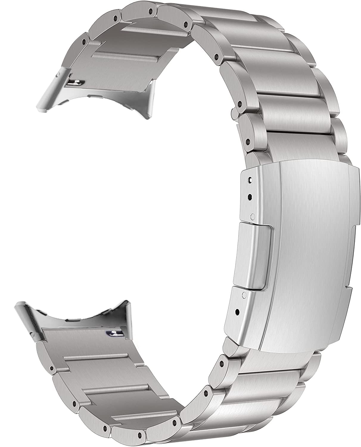 MaKTech Titanium Wristband for Google Watch,Metal Bracelet Strap Include Adapter with Tortoise Buckle for Google Pixel Watch 2022 (Silver)