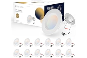 POWERASIA 12 Pack 6 Inch 5CCT Dimmable LED Recessed Lights, Metal LED Retrofit Can Lights 12W=75W, 1200LM, Selectable 2700K-6000K, ETL and Energy Star Certified