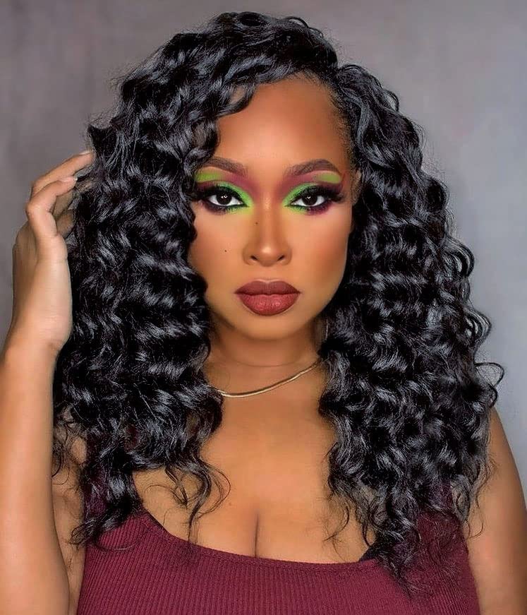 Leeven Ocean Wave Crochet Hair 14 Inch Deep Wave Crochet Braids Hair 8 Packs Natural Black Loose