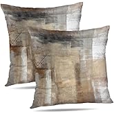 Alricc Throw Pillow Covers 18x18 Set of 2 Beige and Grey Art Throw Pillow Covers Soft Decorative Couch Pillow Covers for Home Living Room Bedroom