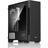 Zalman S3 TG - ATX Mid Tower Computer PC Case - Tempered Glass Side Panel - 3 x 120mm Case Fan Pre-Installed, Black