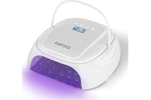 Purtato 126W Cordless Rechargeable UV LED Nail Lamp, Fast Curing Gel Nail Dryer with 4 Timers, Portable Professional Nail Light for Salon and Home (White)