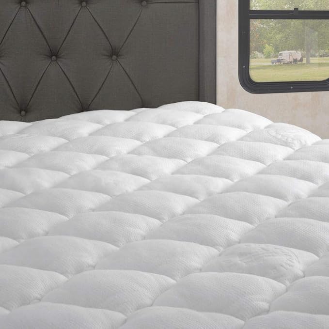 eLuxurySupply RV Mattress Pad Extra Plush Bamboo Topper