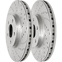 Complete Front Brake Kit: Drilled & Slotted Rotors & Ceramic Pads For 2011-2018 Jeep Grand Cherokee & Dodge Durango