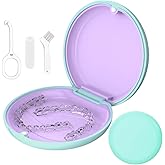 Retainer Case Cute Slim Aligner Case Compatible with Invisalign,Retainer Holder with Aligner Remover Tool, Chew & Brush,Rope