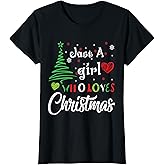 Just a Girl Who Loves Christmas Funny Design for Women T-Shirt