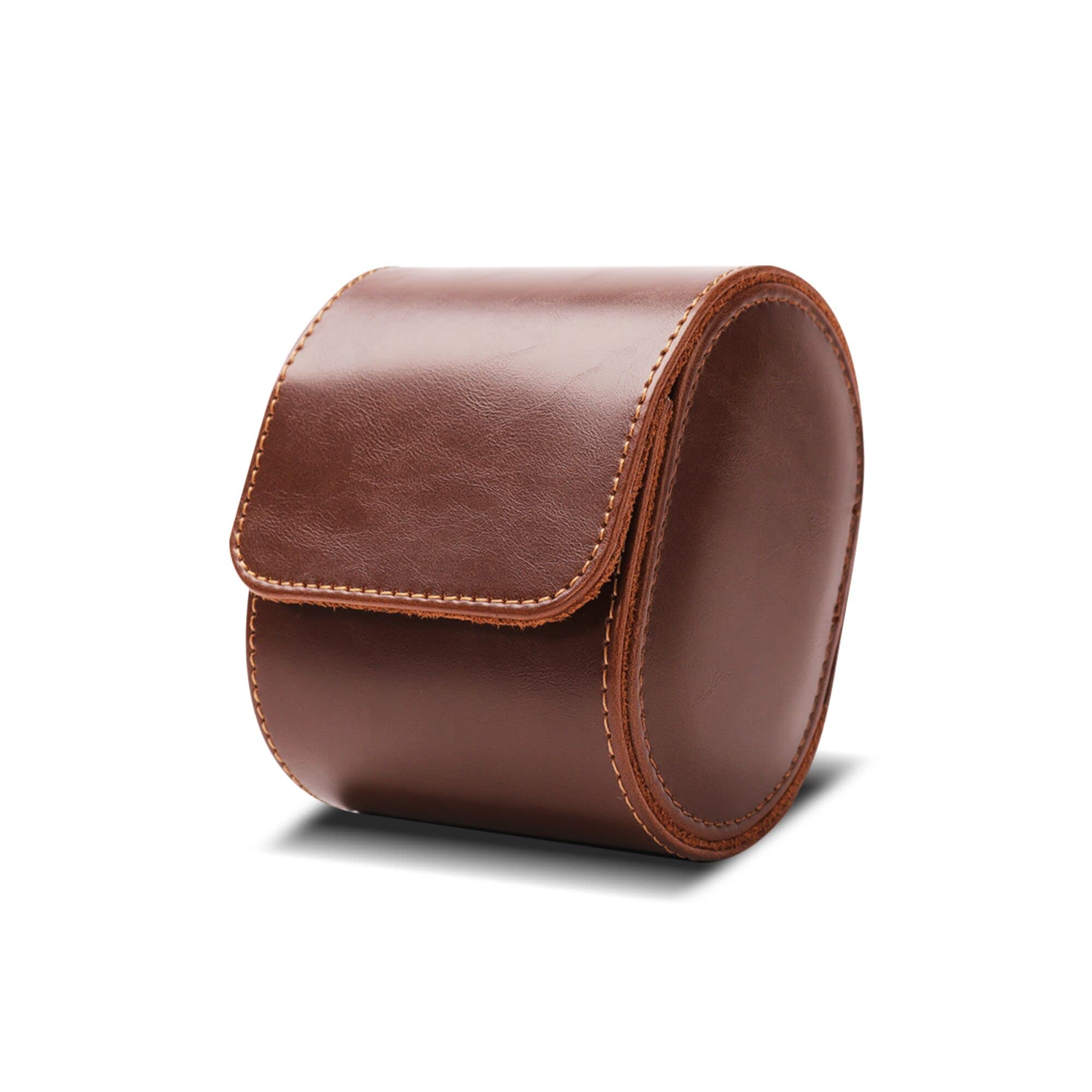 KnR Harmony Single PU Watch Roll Single-Slot Leather Roll Watch Brown Travel Watch Box for Men Women Storage Organizer Display Christmas Anniversary Thanksgiving Birthday Valentines Day