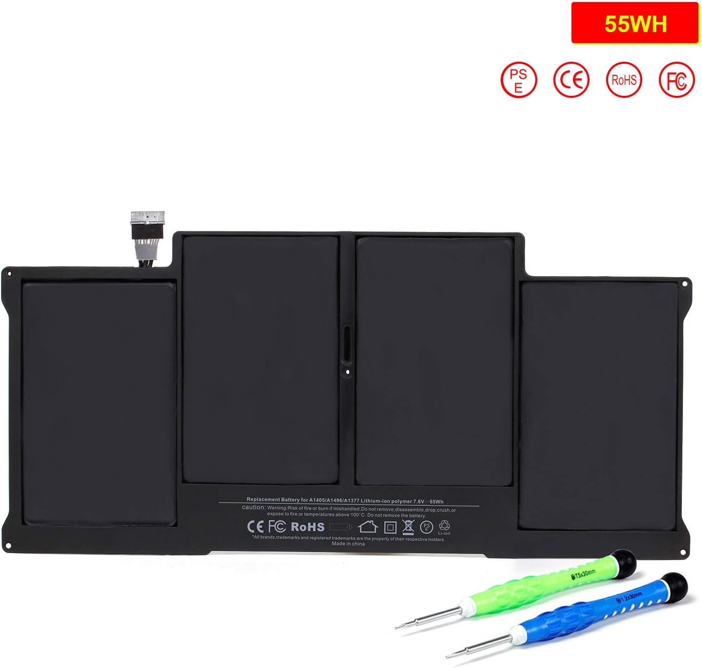 macbook air 13 inch バッテリー a1405 a1466 a1369 a1377 適応 7 6v 7200mah ノートパソコン apple core i5 i7 対応 マックブック パソコン 互換 バッテリパック 一年保証 自社製品 ブラック