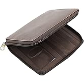 AG Wallets RFID Wallet - Slim Wallet Made of Soft Cowhide Leather - European Style Cash Holder Bifold Wallet with Zipper Closure, 2 ID Windows, 2 Bill Compartments - Hipster Pocket Wallet - Brown