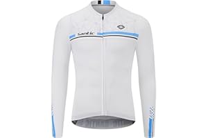 Santic Cycling Jersey Men's Long Sleeve Bike Reflective Full Zip Bicycle Shirts with Pockets